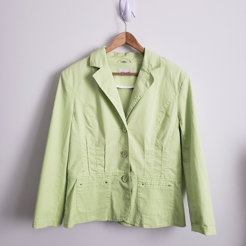 Biaggini Women's Lime Green Light Weight Spring Blazer - Picture 2 of 14